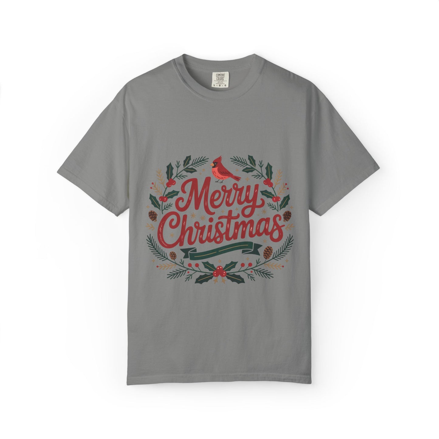 Festive Cardinal Wreath Christmas T-Shirt — Merry Christmas Holiday Tee