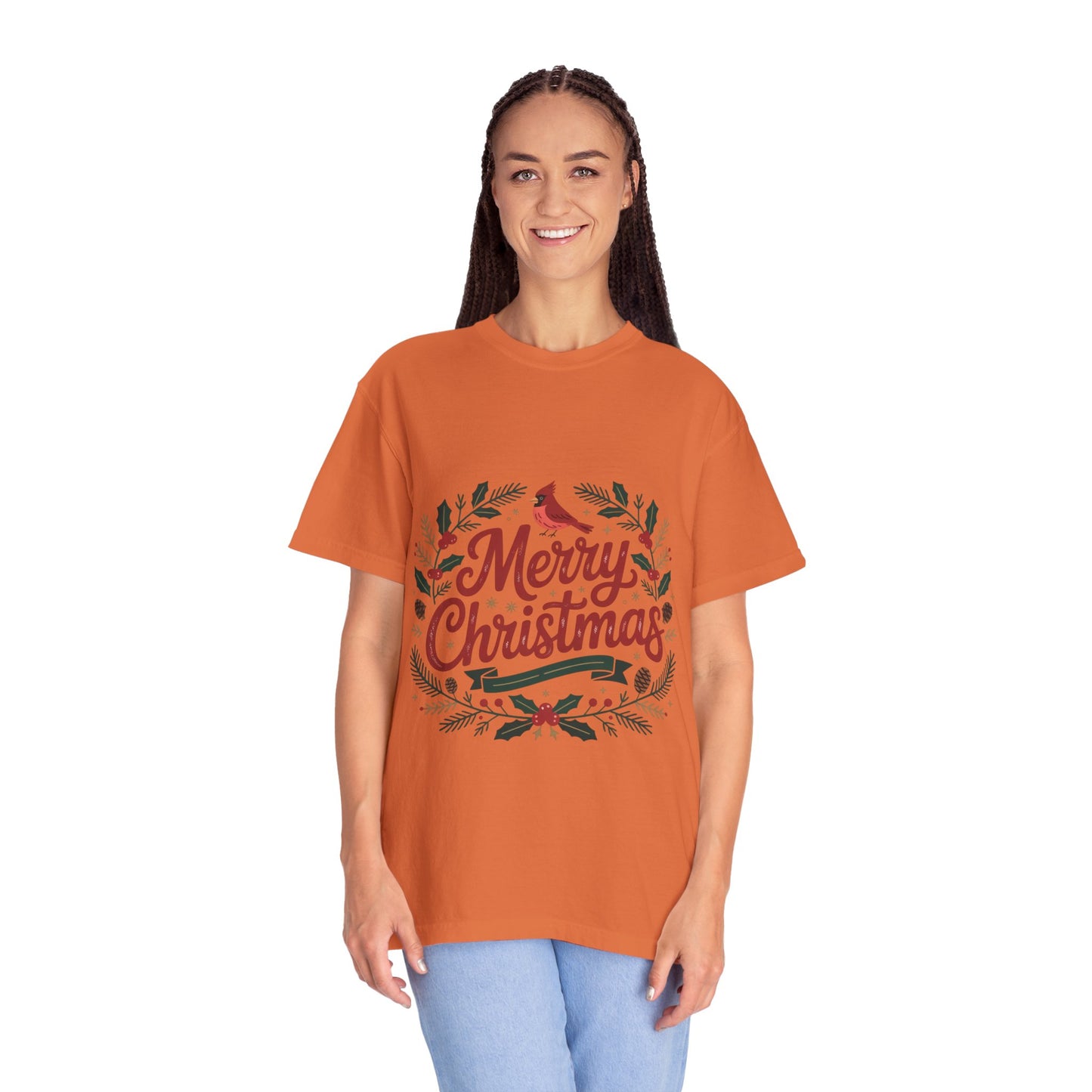 Festive Cardinal Wreath Christmas T-Shirt — Merry Christmas Holiday Tee