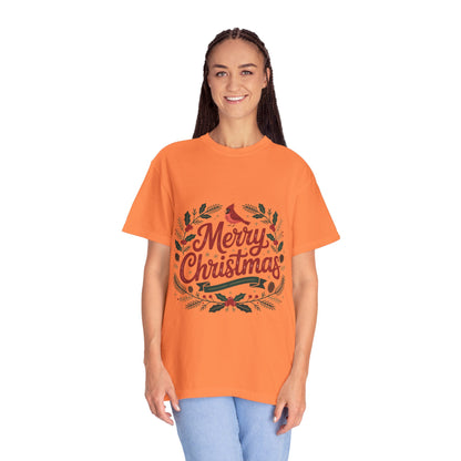 Festive Cardinal Wreath Christmas T-Shirt — Merry Christmas Holiday Tee