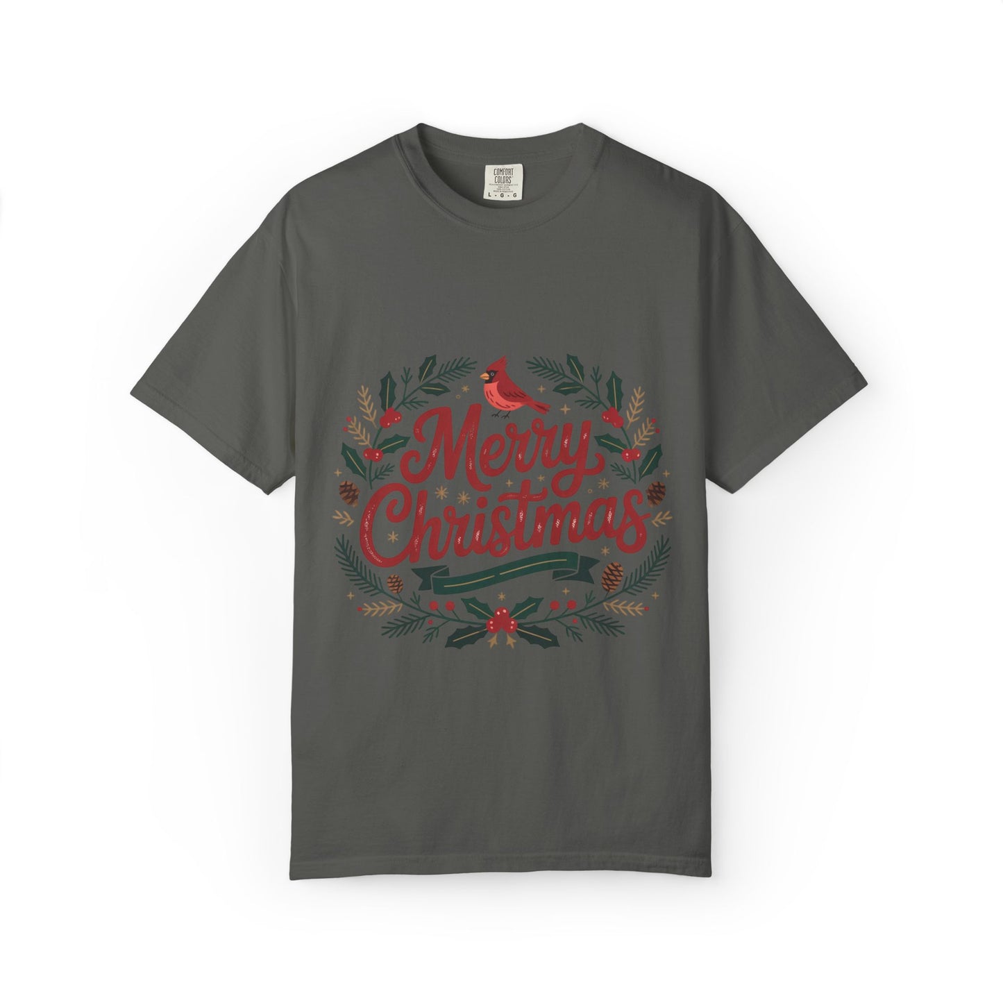Festive Cardinal Wreath Christmas T-Shirt — Merry Christmas Holiday Tee